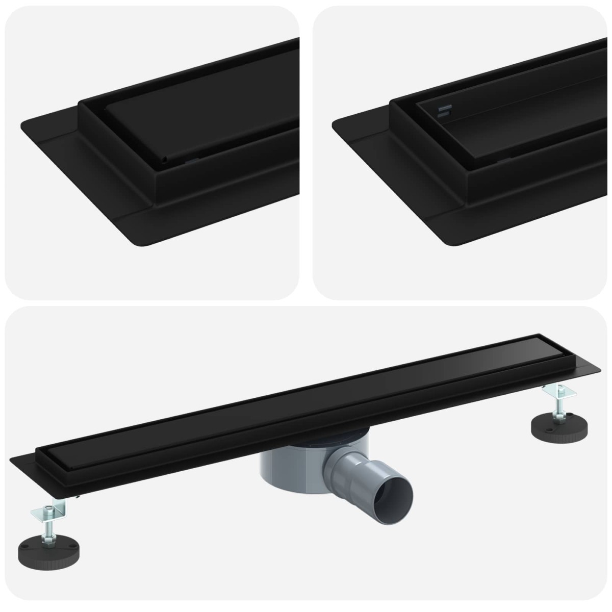 vidaXL Σιφόνι ντους 2-σε-1 με 360° σιφόνι Μαύρο 60 cm