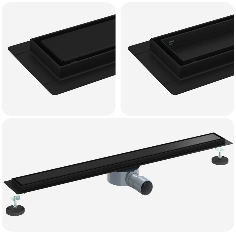 vidaXL Σιφόνι ντους 2-σε-1 με 360° σιφόνι Μαύρο 80 cm