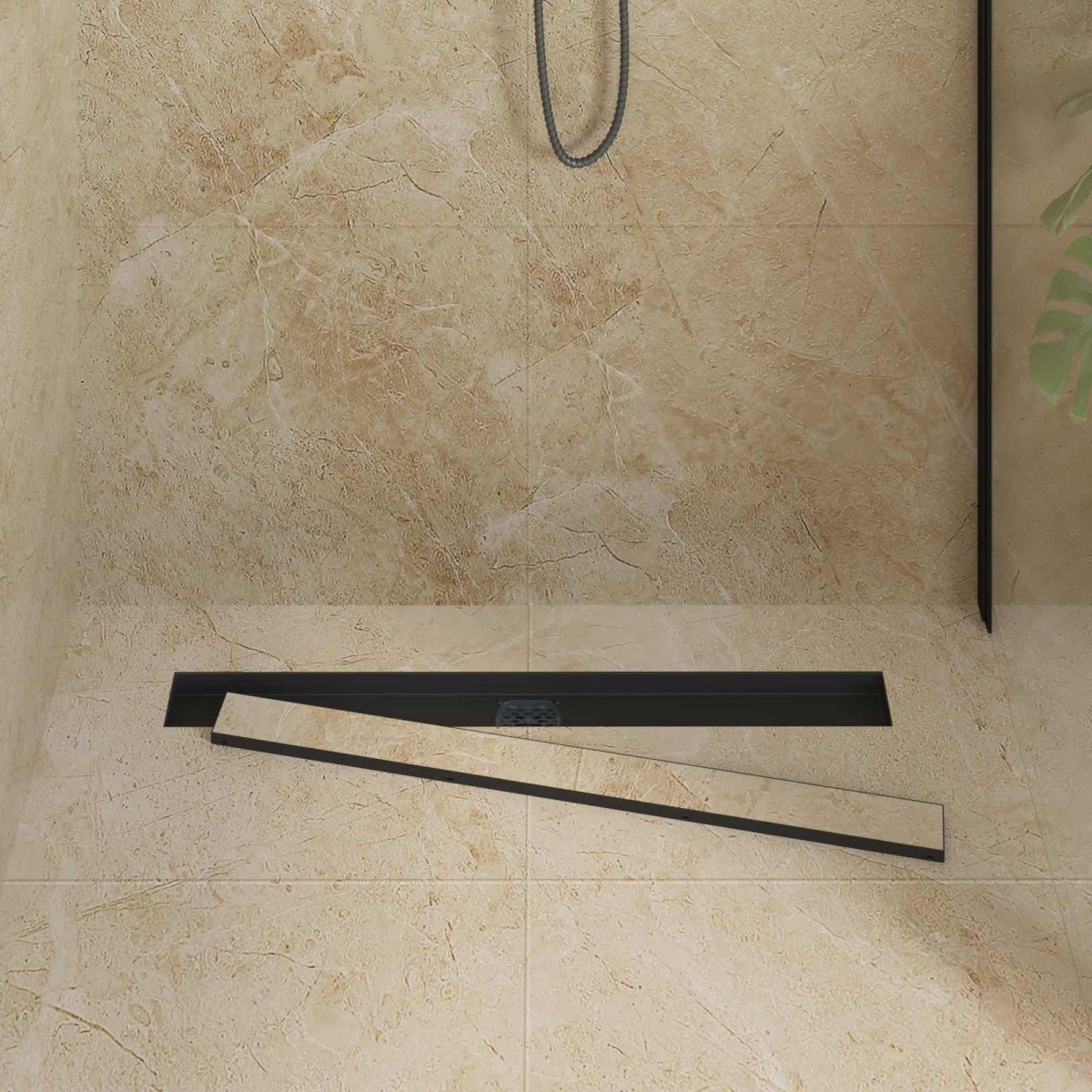 vidaXL Σιφόνι ντους 2-σε-1 με 360° σιφόνι Μαύρο 80 cm