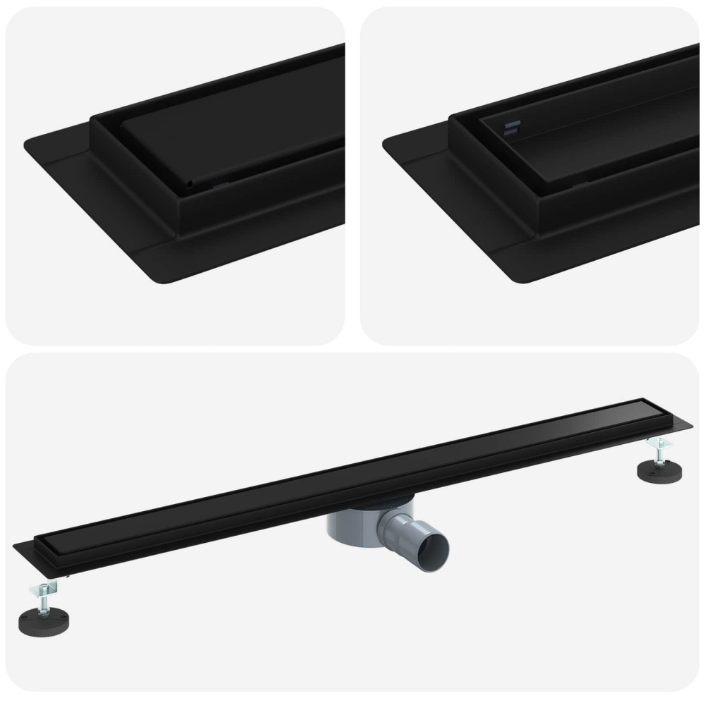vidaXL Σιφόνι ντους 2-σε-1 με 360° σιφόνι Μαύρο 90 cm
