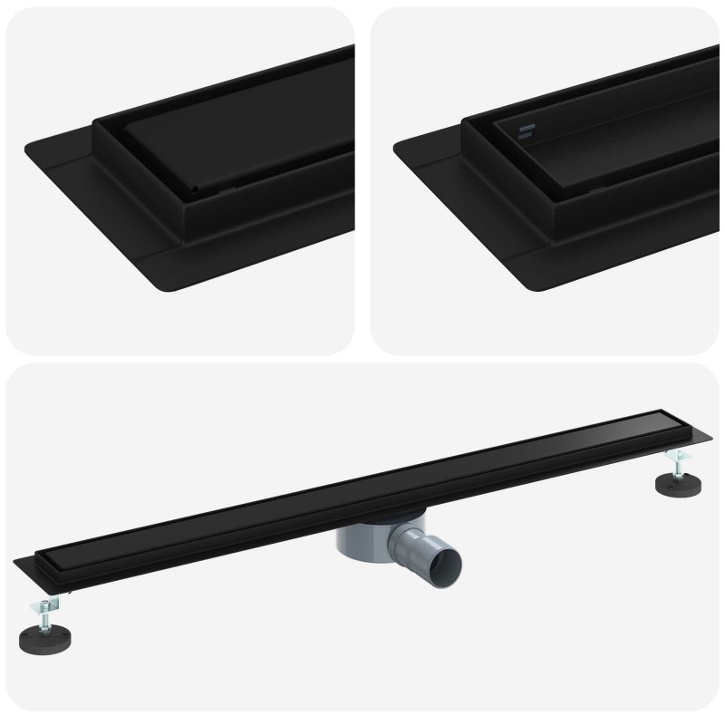 vidaXL Σιφόνι ντους 2-σε-1 με 360° σιφόνι Μαύρο 90 cm