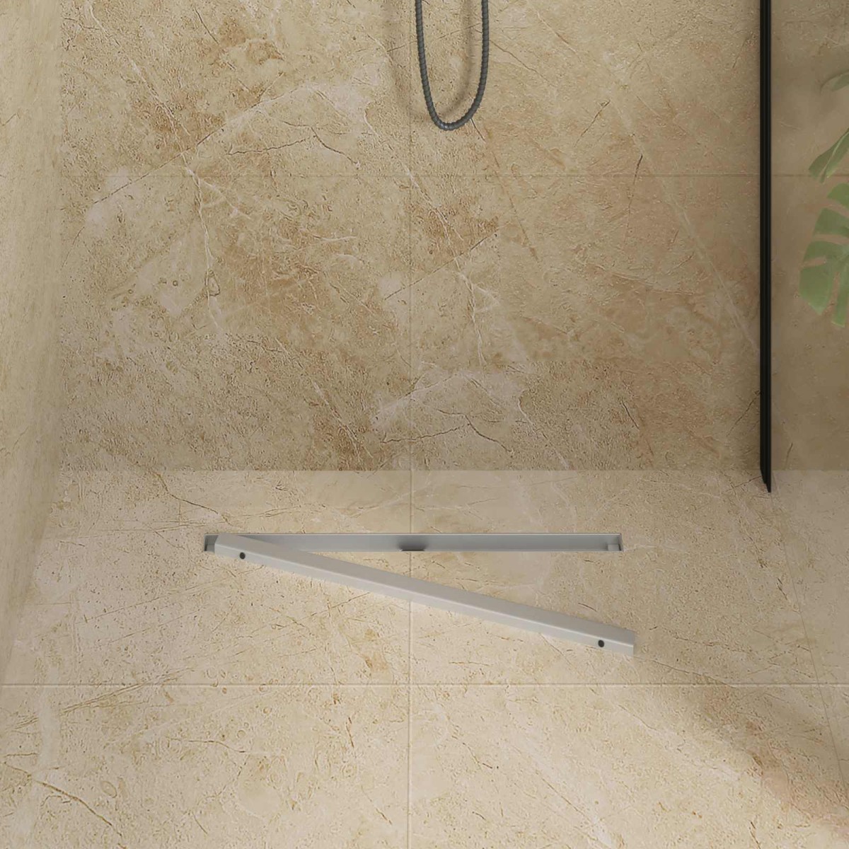 vidaXL 360° Νεροχύτης ντους με λεπτό μοντέλο Ασημί 60 cm