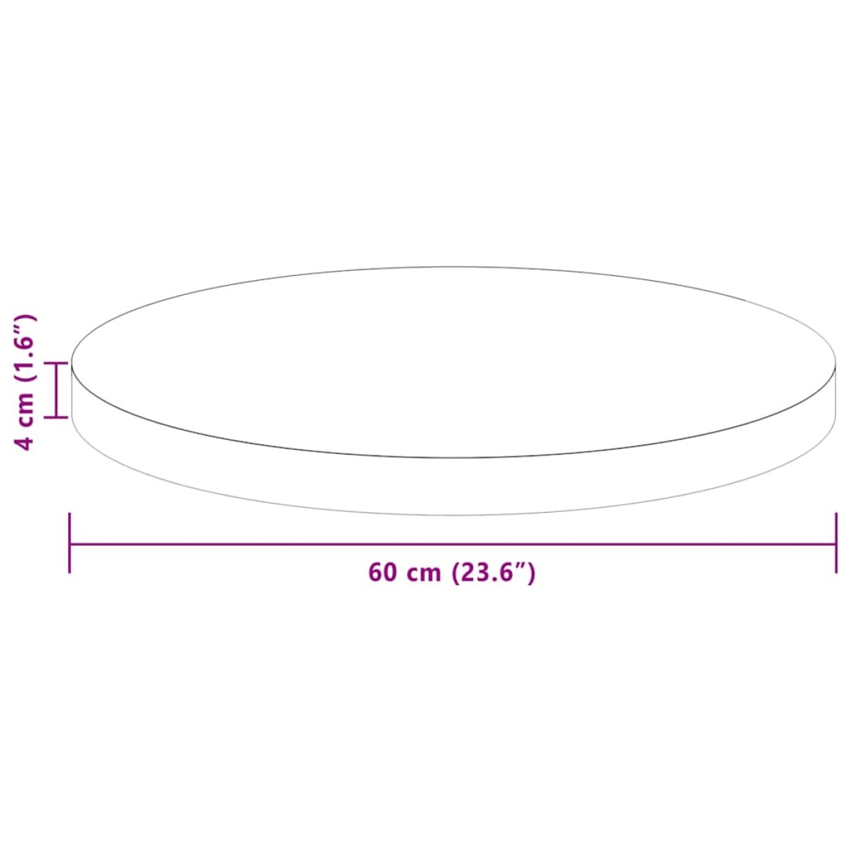 vidaXL Καπάκι τραπεζιού Σκούρο Καφέ Ø 60 x 4 cm Στερεό Ξύλο Δρυός