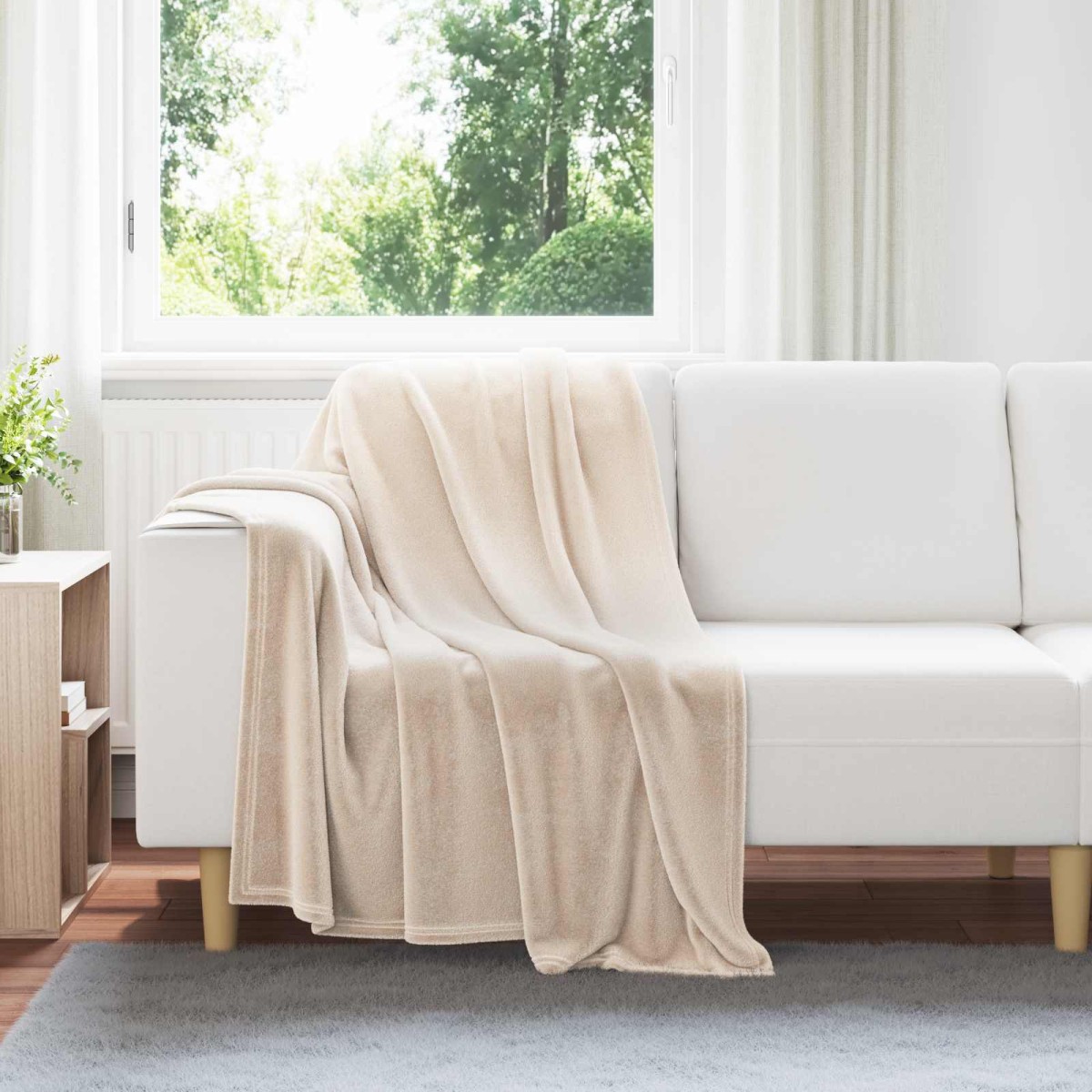 vidaXL Ριχτάρι Μπεζ 130 x 150 cm 0.5 kg Μαλλί