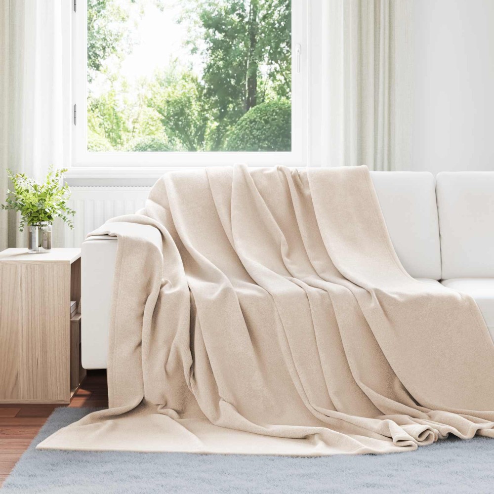 vidaXL Ριχτάρι Μπεζ 220 x 240 cm 1.38 kg Μαλλί