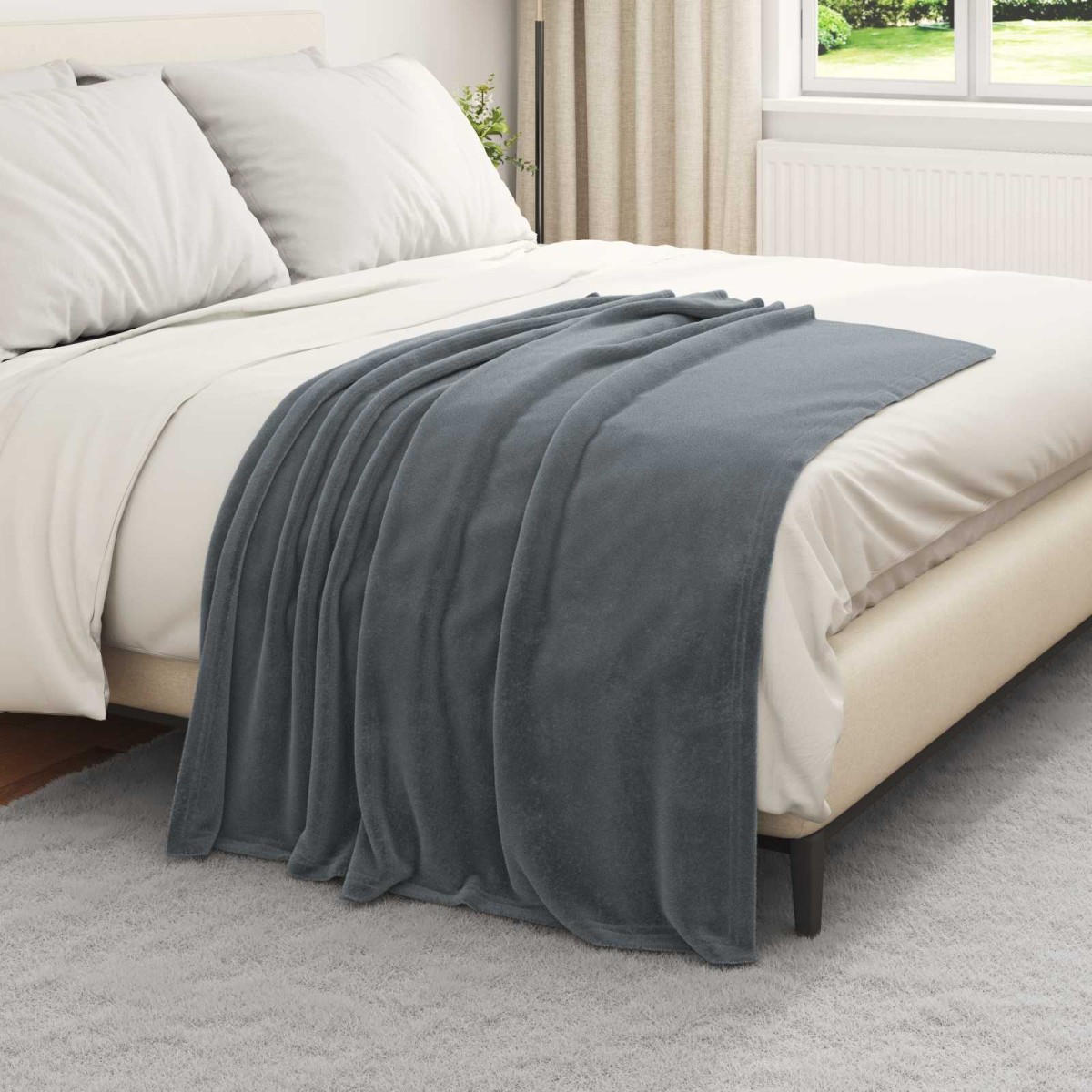 vidaXL Ριχτάρι Σκούρο Γκρι 130 x 150 cm 0.51 kg Μαλλί