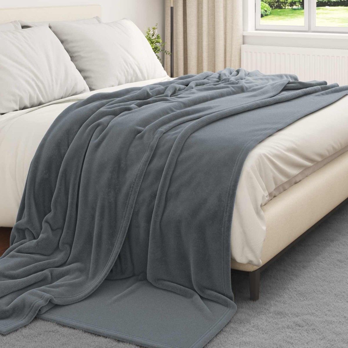 vidaXL Ριχτάρι Σκούρο Γκρι 220 x 240 cm 1.37 kg Μαλλί
