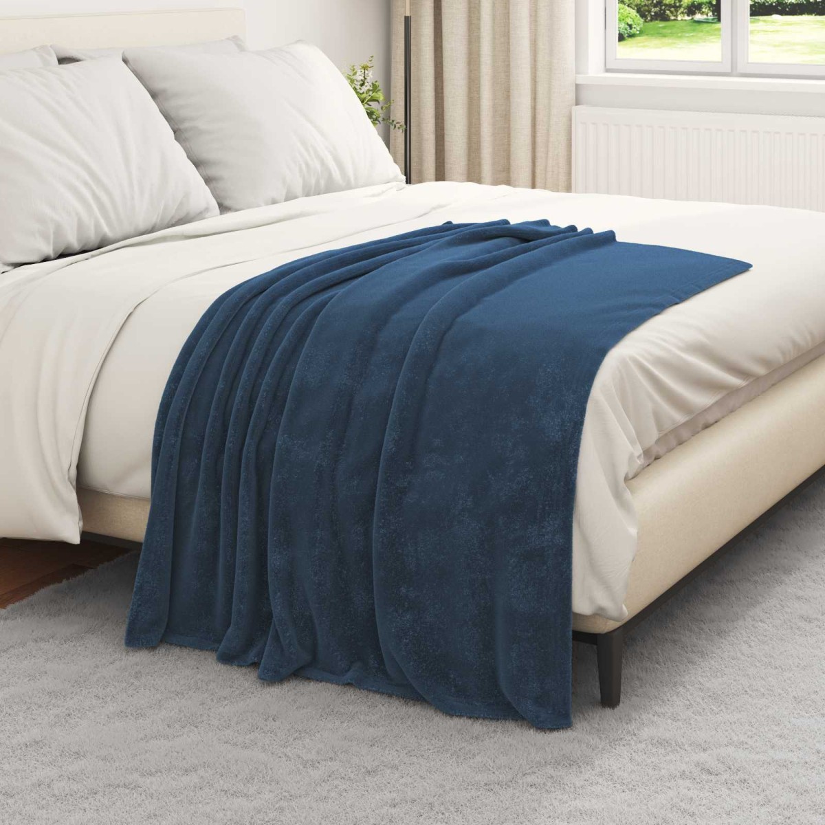 vidaXL Ριχτάρι Σκούρο μπλε 130 x 150 cm 0.51 kg Μαλλί