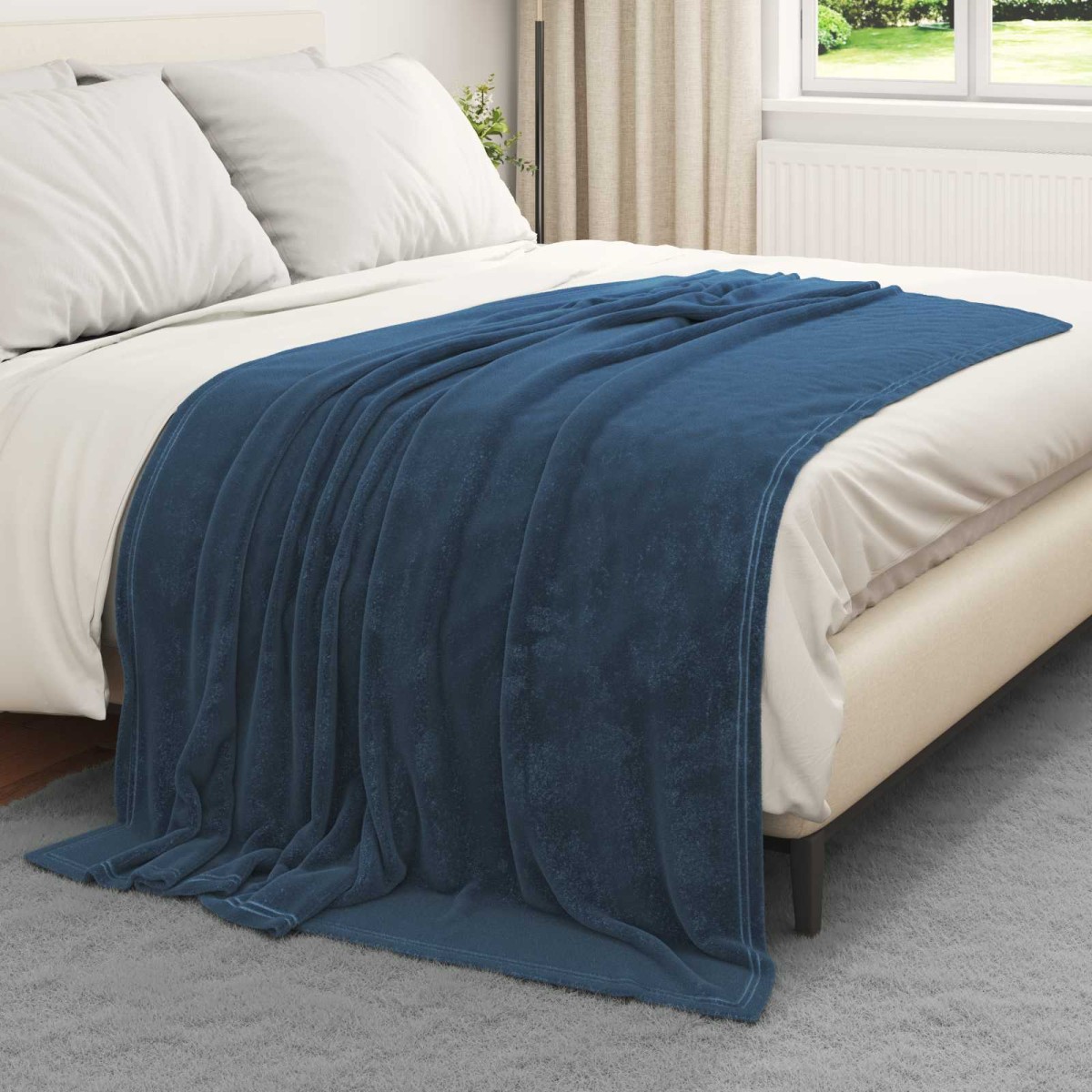 vidaXL Ριχτάρι Σκούρο μπλε 150 x 200 cm 0.78 kg Μαλλί