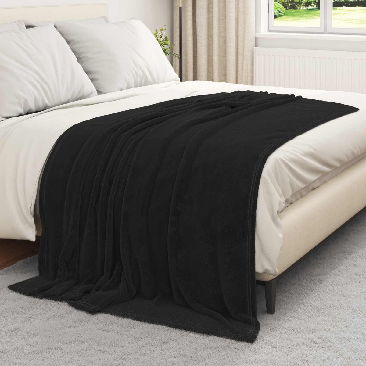 vidaXL Ριχτάρι Μαύρο 150 x 200 cm 0.78 kg Μαλλί