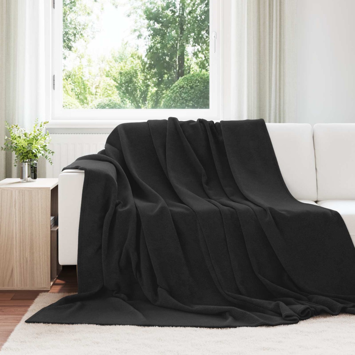 vidaXL Ριχτάρι Μαύρο 220 x 240 cm 1.37 kg Μαλλί