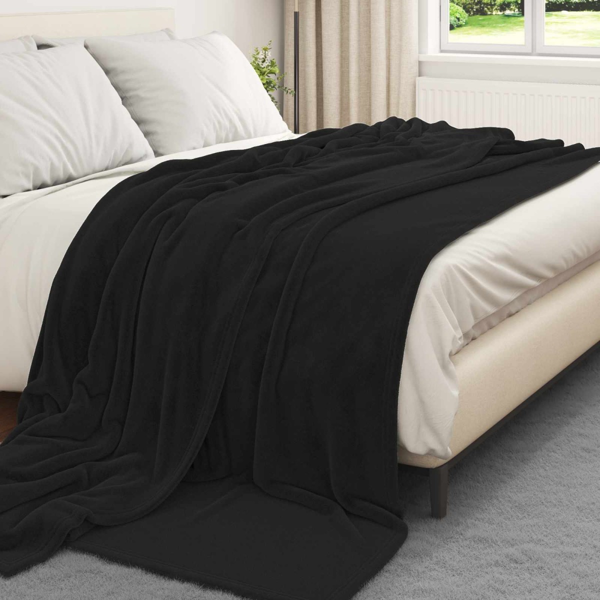 vidaXL Ριχτάρι Μαύρο 240 x 270 εκ. 1.69 kg Μαλλί