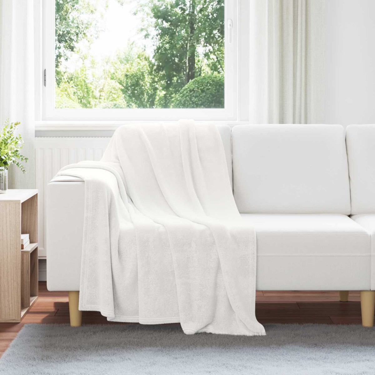vidaXL Ριχτάρι Λευκό 130 x 150 cm 0.51 kg Μαλλί