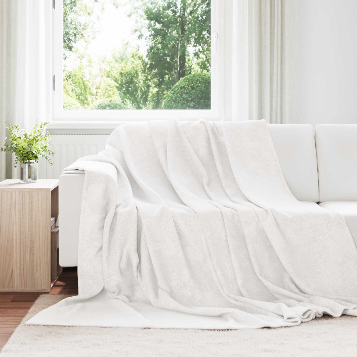 vidaXL Ριχτάρι Λευκό 220 x 240 cm 1.37 kg Μαλλί