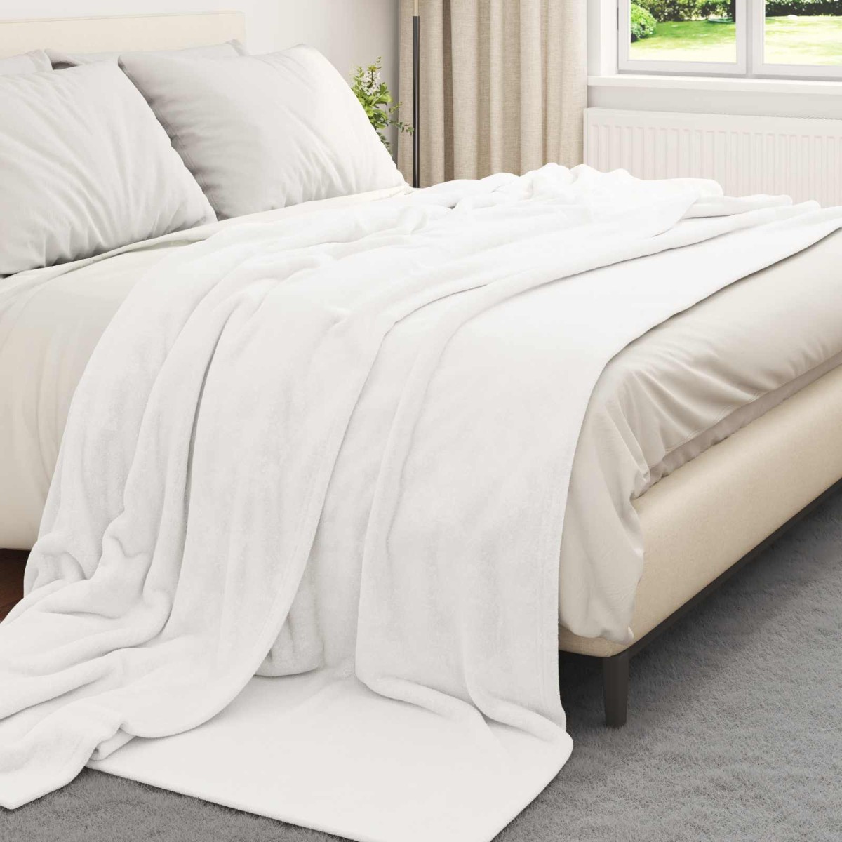 vidaXL Ριχτάρι Λευκό 220 x 240 cm 1.37 kg Μαλλί