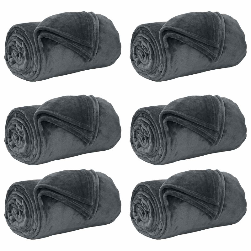 vidaXL Ριχτάρια 6 τμχ. Σκούρο Γκρι 150 x 200 cm 4.68 kg Μαλλί