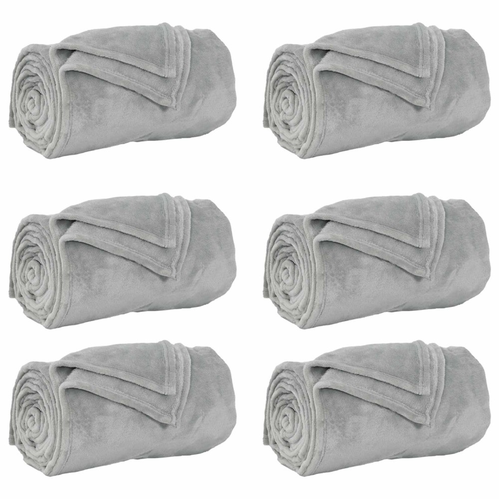 vidaXL Ριχτάρια 6 τμχ. Γκρι 150 x 200 cm 4.68 kg Μαλλί