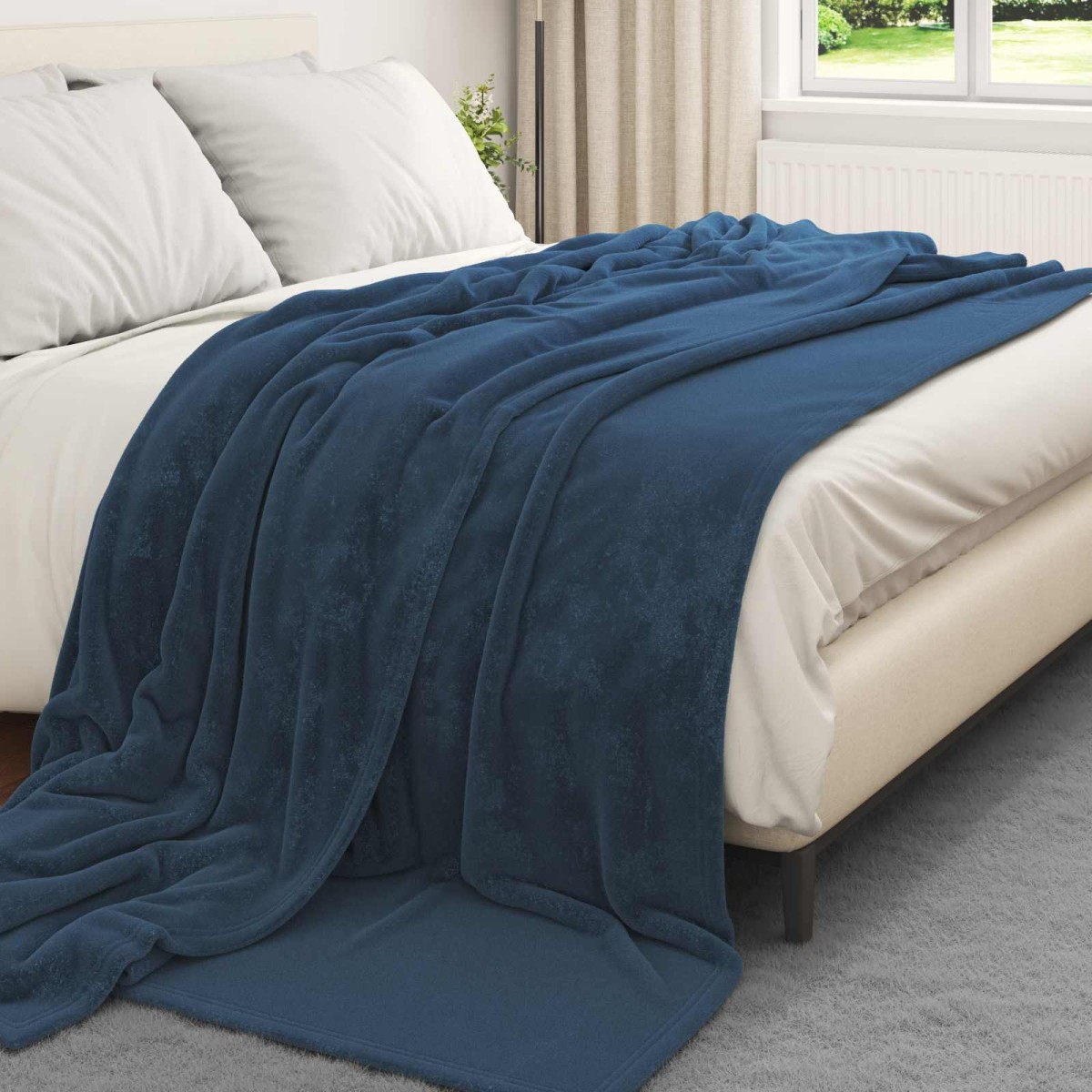 vidaXL Ριχτάρια 6 τμχ. Σκούρο μπλε 240 x 270 εκ. 10.11 kg Μαλλί