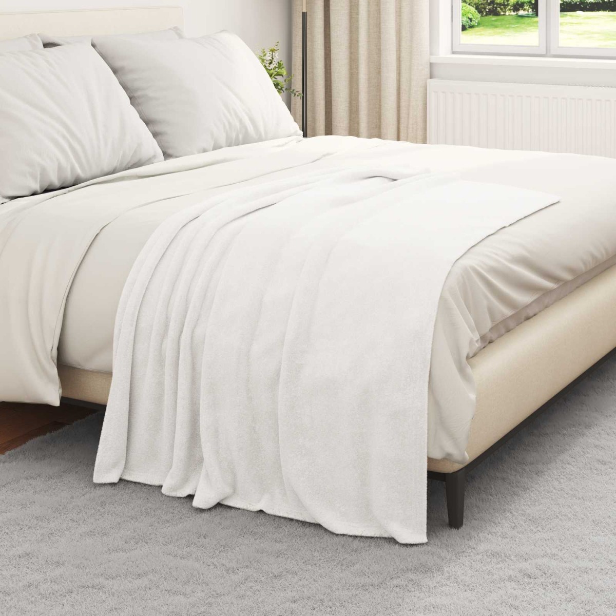vidaXL Ριχτάρια 6 τμχ. Λευκό 130 x 150 cm 3.04 kg Μαλλί