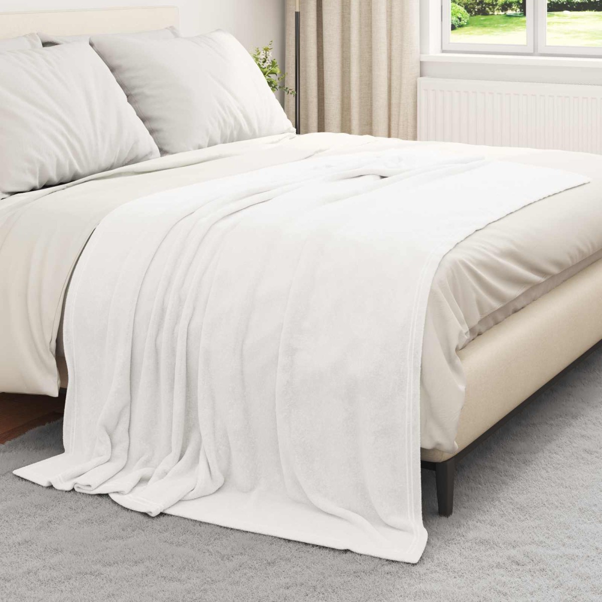 vidaXL Ριχτάρια 6 τμχ. Λευκό 150 x 200 cm 4.68 kg Μαλλί