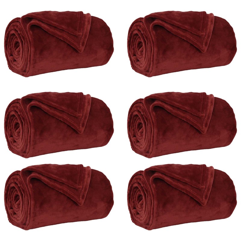 vidaXL Ριχτάρια 6 τμχ. Βεραμάν Κόκκινο 130 x 150 cm 3.04 kg Μαλλί