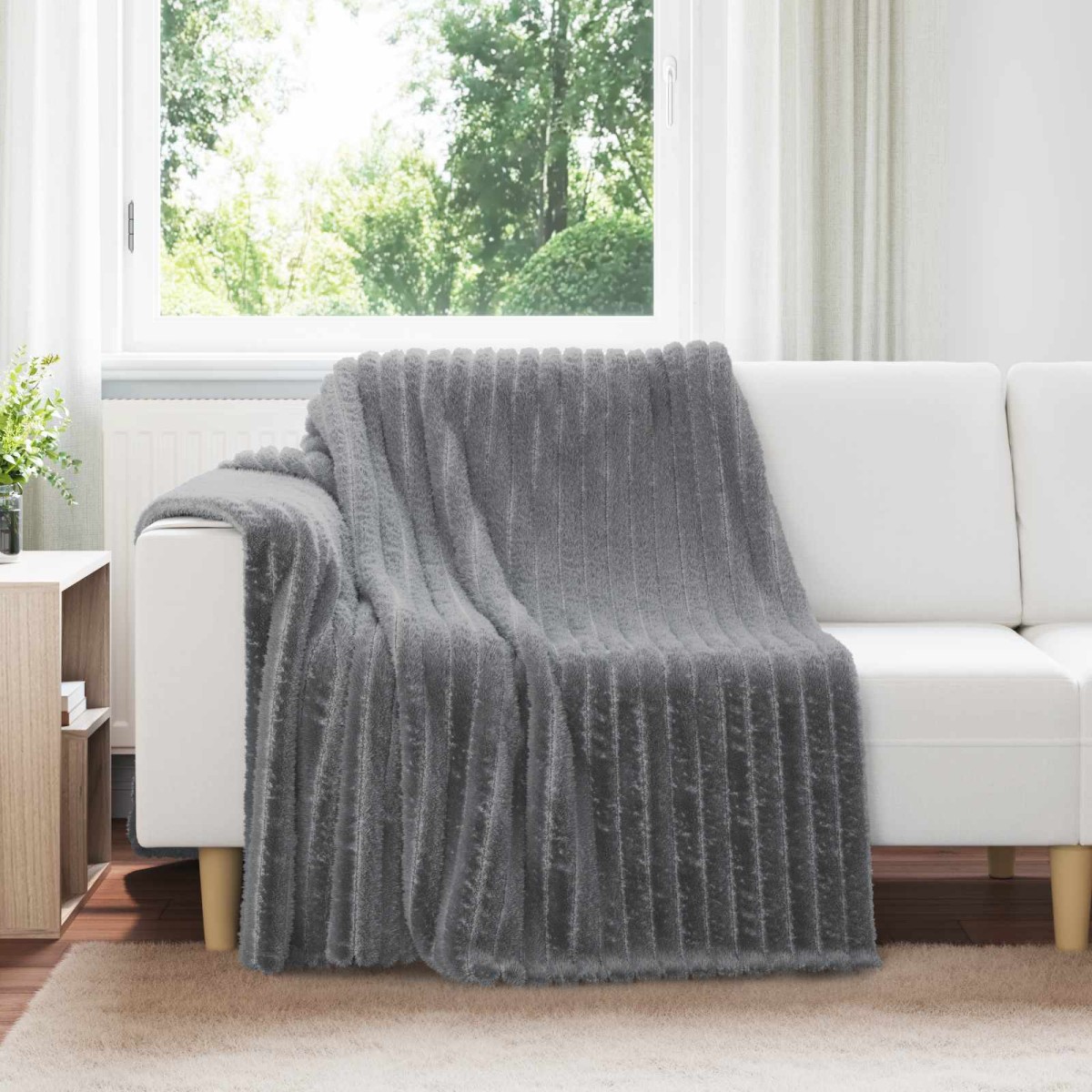 vidaXL Ριχτάρι Σκούρο Γκρι 200 x 150 cm 0.8 kg Μαλλί