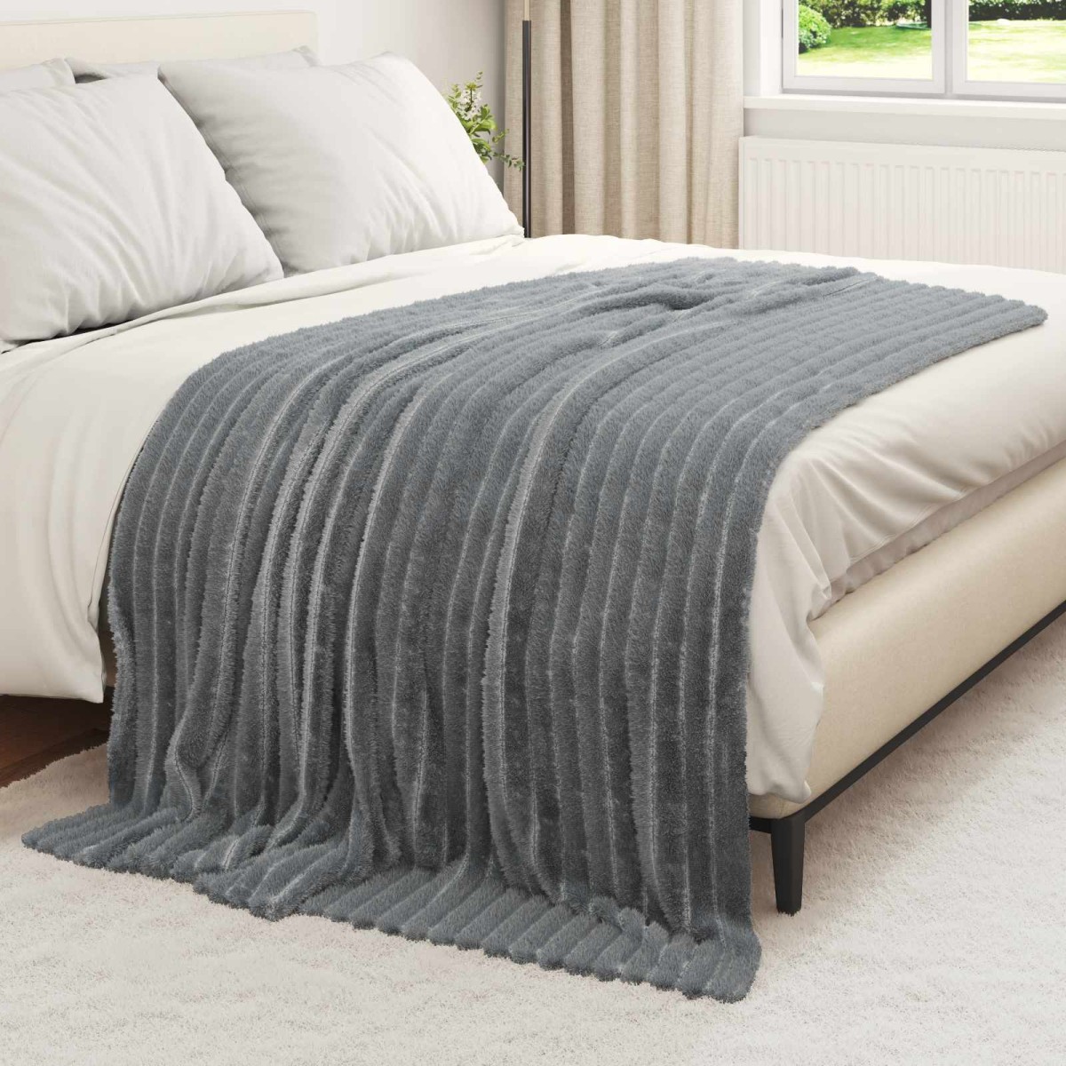 vidaXL Ριχτάρι Σκούρο Γκρι 200 x 150 cm 0.8 kg Μαλλί