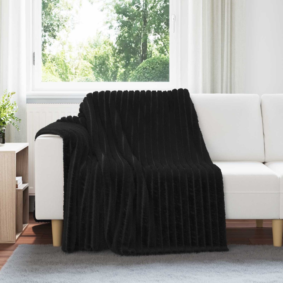 vidaXL Ριχτάρι Μαύρο 200 x 150 cm 0.8 kg Μαλλί