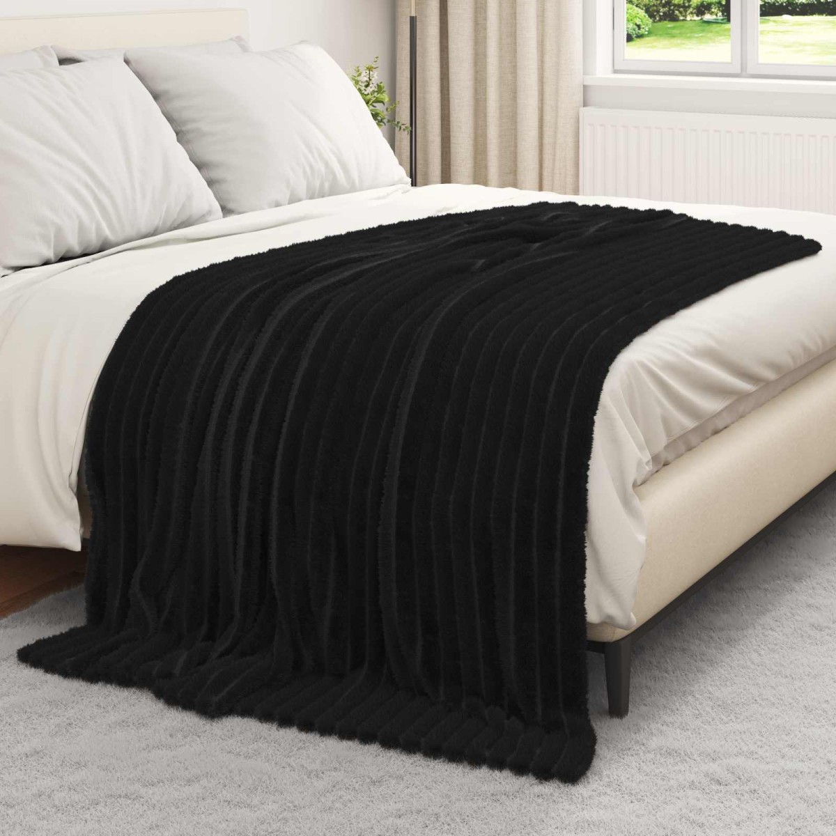 vidaXL Ριχτάρι Μαύρο 200 x 150 cm 0.8 kg Μαλλί