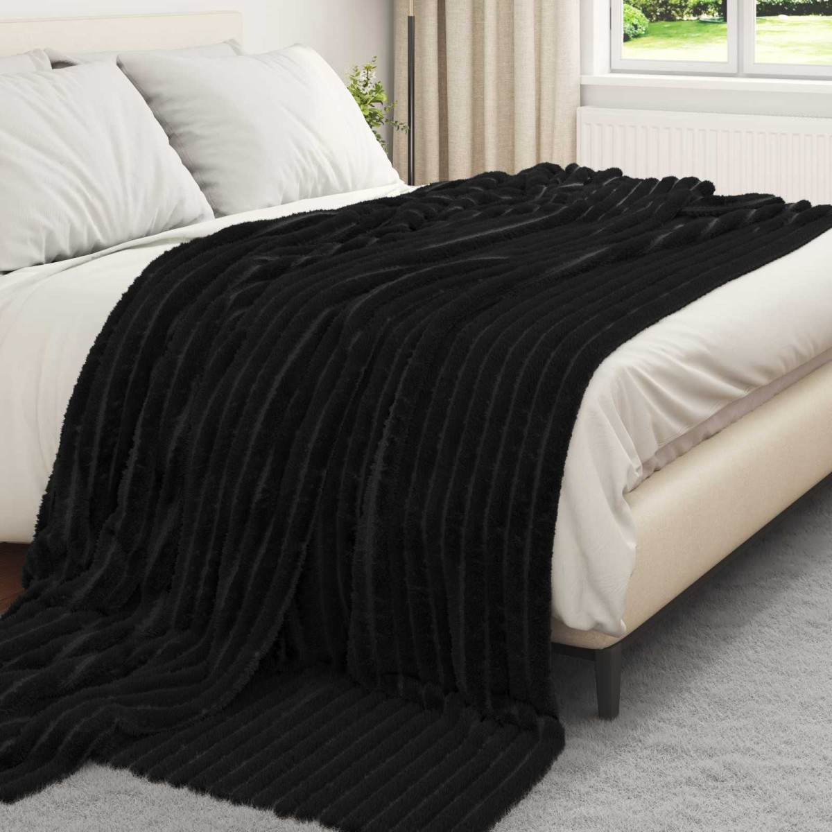 vidaXL Ριχτάρι Μαύρο 270 x 240 cm 1.83 kg Μαλλί