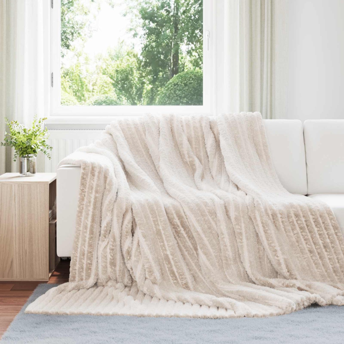 vidaXL Ριχτάρια 6 τμχ. Μπεζ 240 x 220 cm 8.76 kg Μαλλί