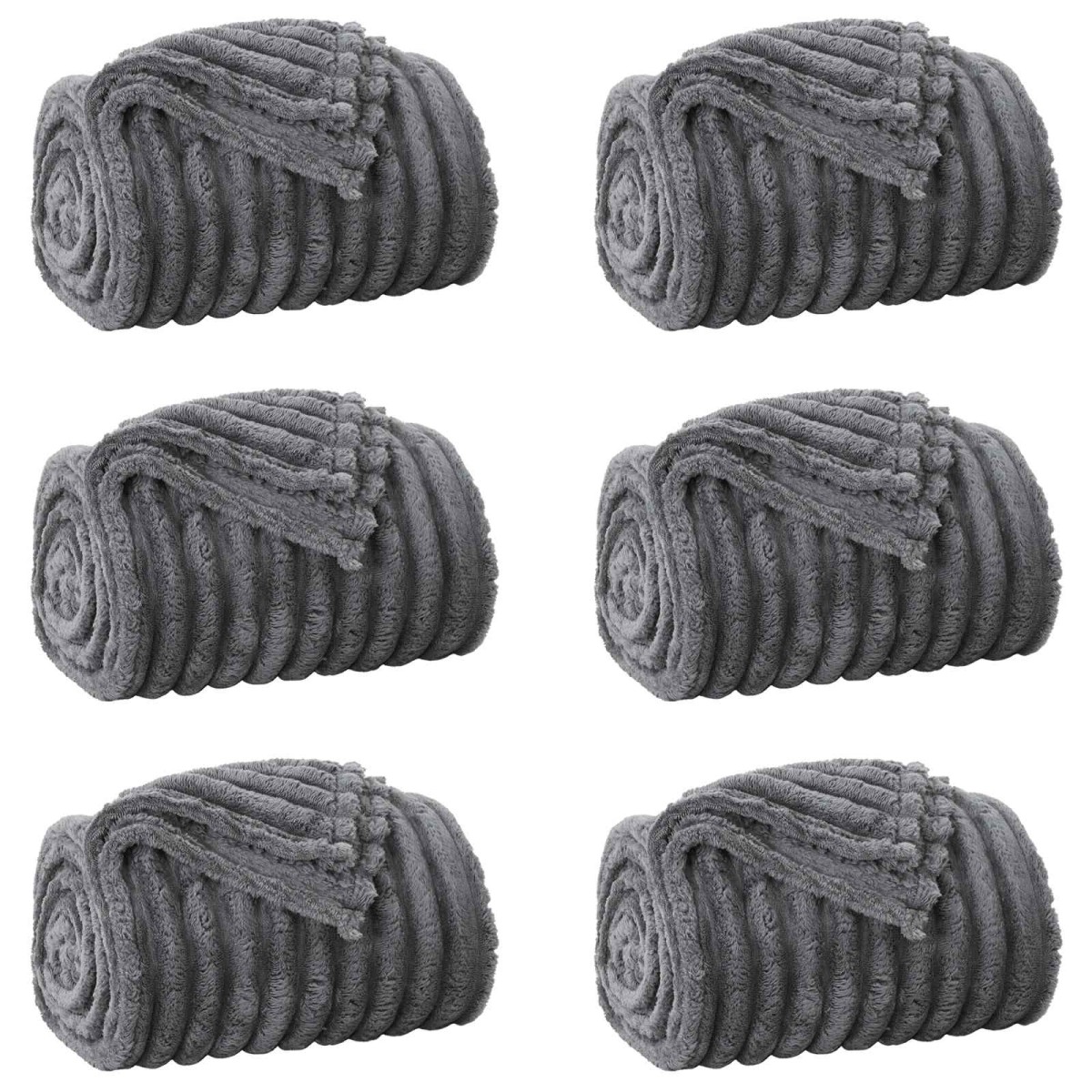 vidaXL Ριχτάρια 6 τμχ. Σκούρο Γκρι 200 x 150 cm 4.75 kg Μαλλί