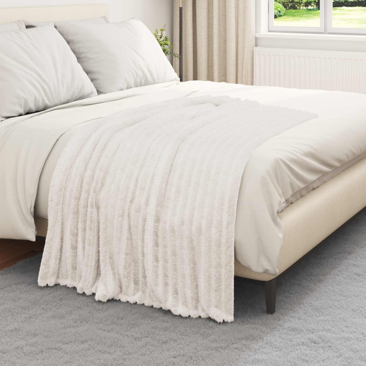vidaXL Ριχτάρια 6 τμχ. Κρεμ 150 x 130 εκ 2.85 kg Μαλλί