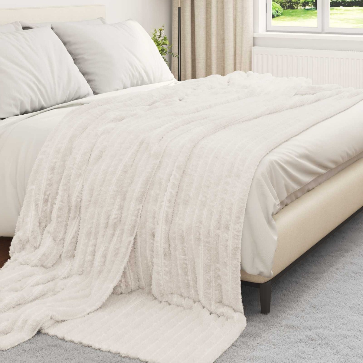 vidaXL Ριχτάρια 6 τμχ. Κρεμ 240 x 220 cm 8.76 kg Μαλλί