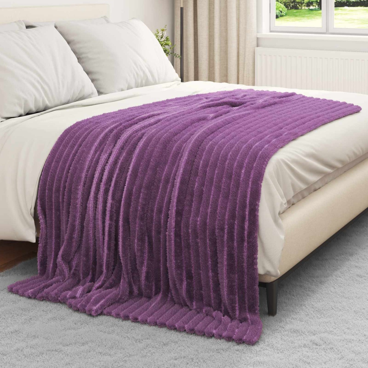 vidaXL Ριχτάρια 6 τμχ. Μοβ 200 x 150 cm 4.75 kg Μαλλί