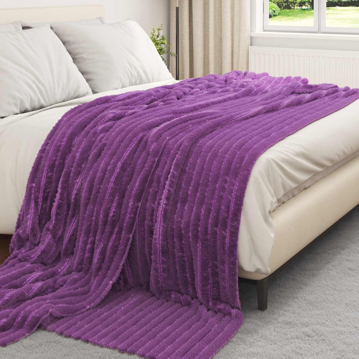 vidaXL Ριχτάρια 6 τμχ. Μοβ 270 x 240 cm 9.15 kg Μαλλί