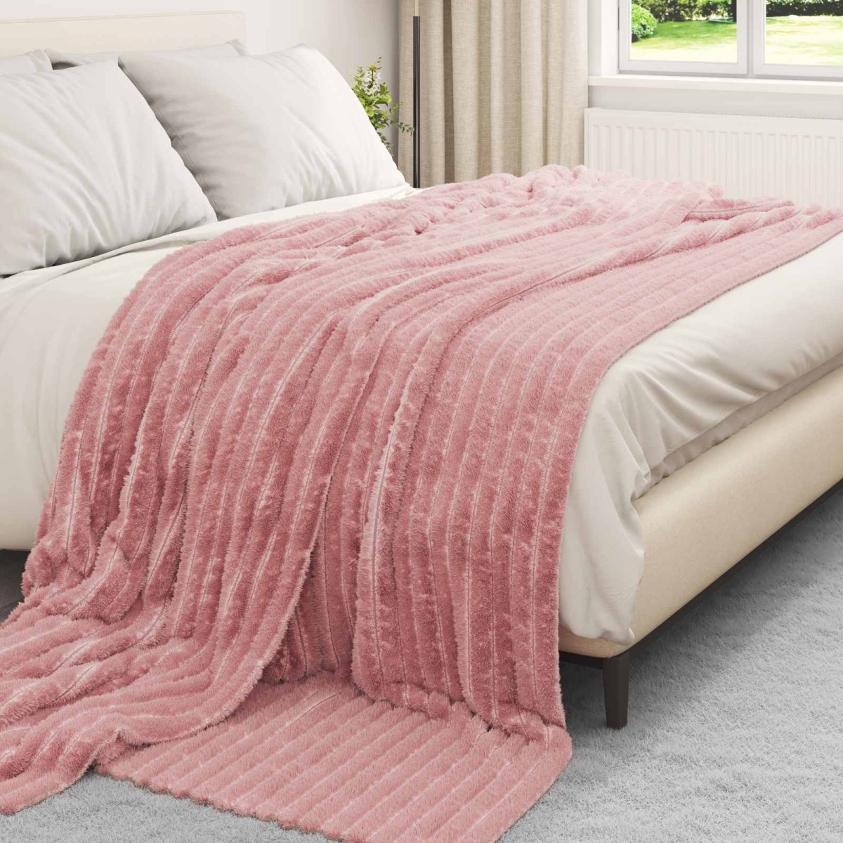 vidaXL Ριχτάρια 6 τμχ. Ροζ 240 x 220 cm 8.76 kg Μαλλί