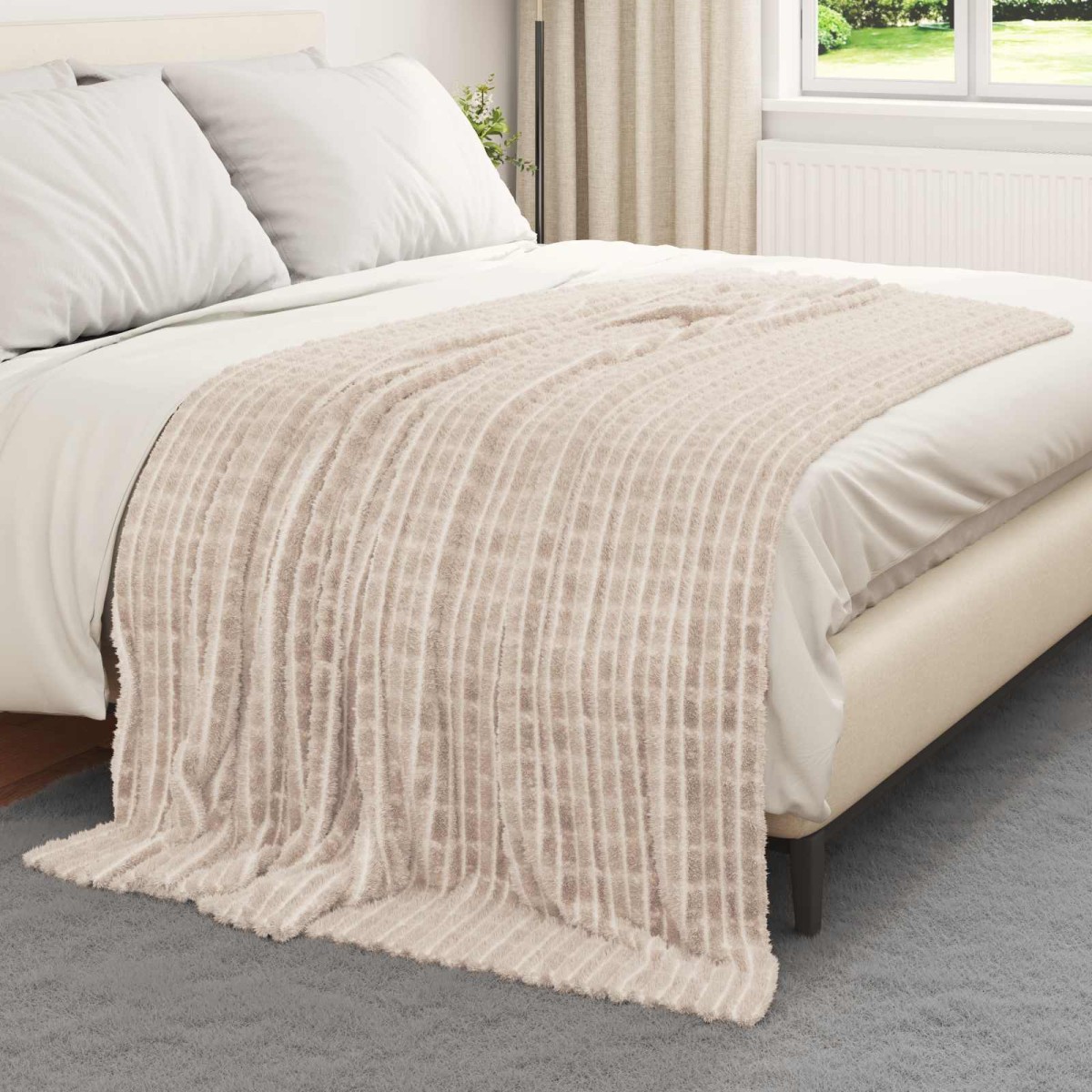 vidaXL Κουβέρτα Μπεζ 200 x 150 cm 0.75 kg Μαλλί