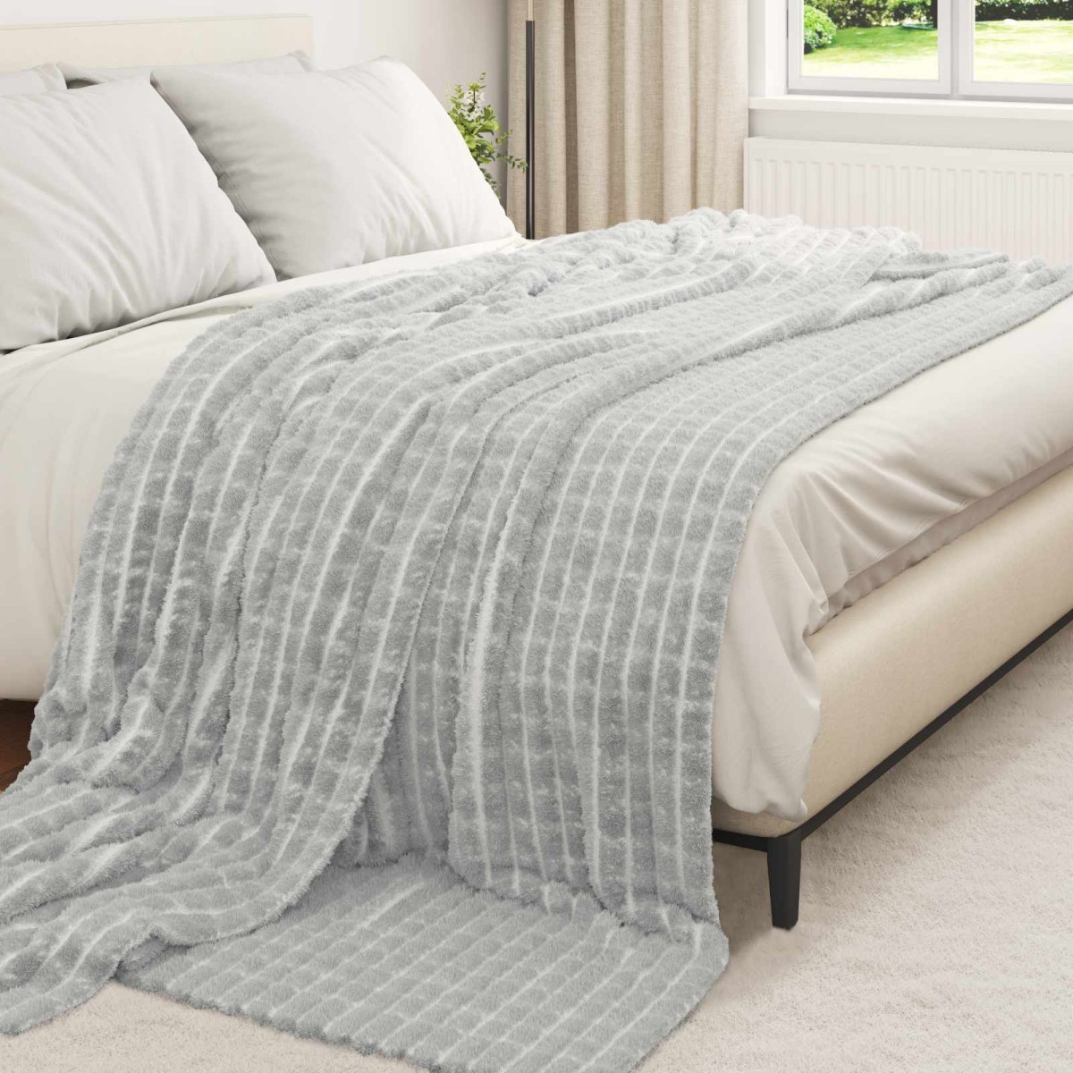 vidaXL Κουβέρτα Γκρι 240 x 220 cm 1.38 kg Μαλλί