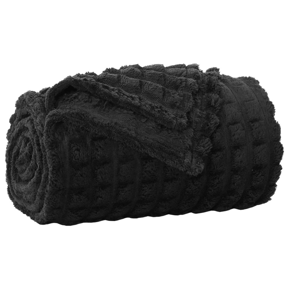 vidaXL Κουβέρτα Μαύρο 200 x 150 cm 0.75 kg Μαλλί