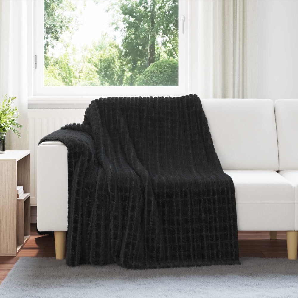 vidaXL Κουβέρτα Μαύρο 200 x 150 cm 0.75 kg Μαλλί