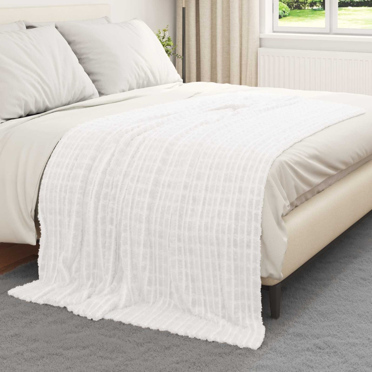 vidaXL Κουβέρτα Λευκό 200 x 150 cm 0.75 kg Μαλλί