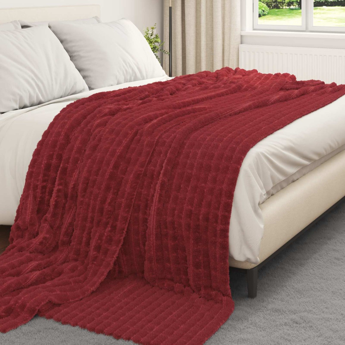 vidaXL Κουβέρτα Βεραμάν Κόκκινο 270 x 240 cm 1.69 kg Μαλλί
