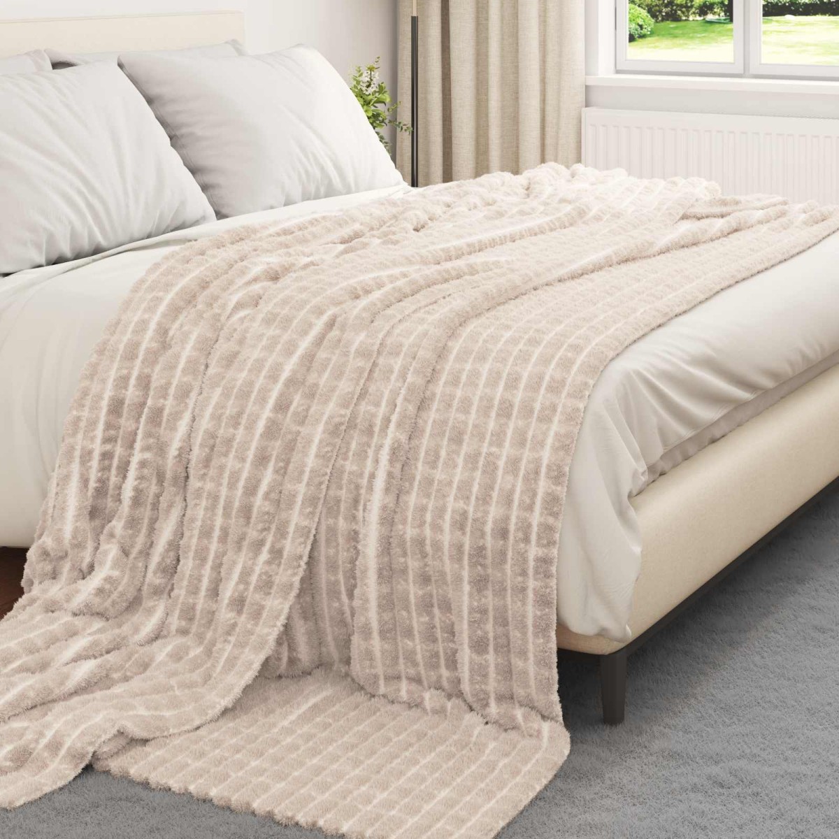 vidaXL Ριχτάρια 6 τμχ. Μπεζ 270 x 240 cm 10.5 kg Μαλλί