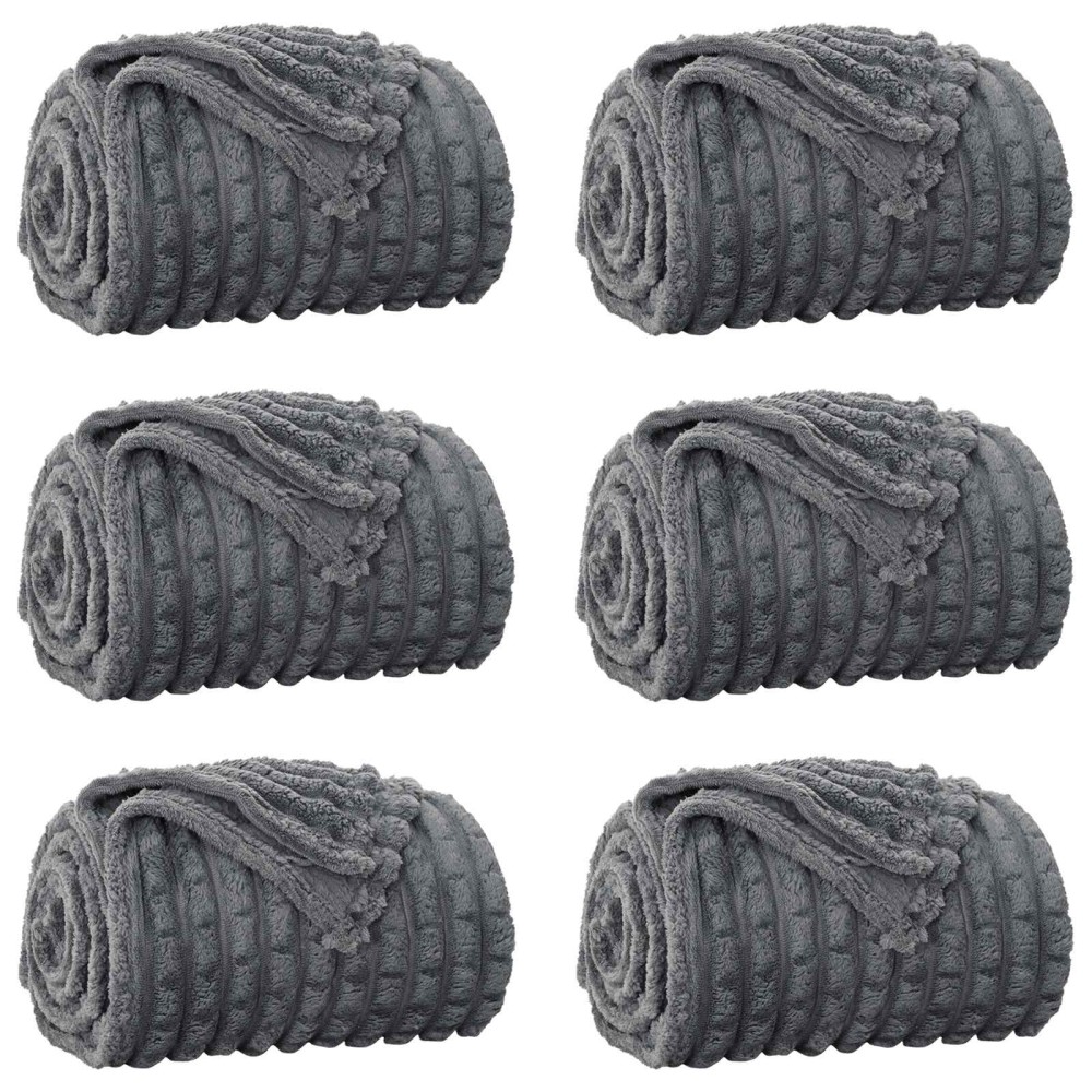 vidaXL Ριχτάρια 6 τμχ. Σκούρο Γκρι 150 x 130 εκ 2.75 kg Μαλλί