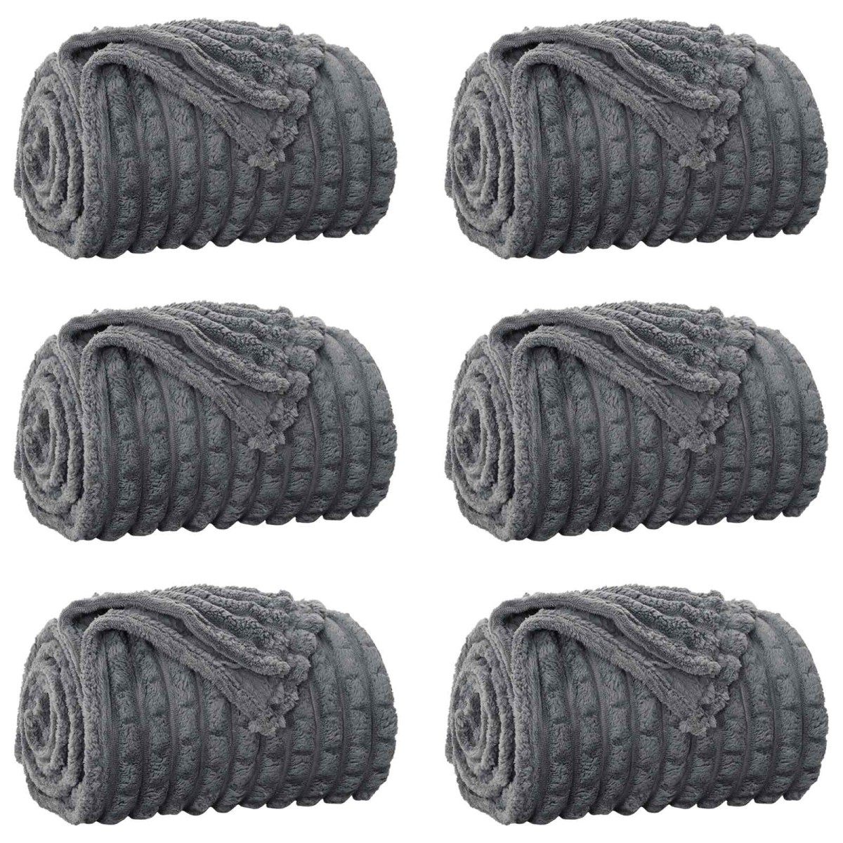 vidaXL Ριχτάρια 6 τμχ. Σκούρο Γκρι 200 x 150 cm 4.5 kg Μαλλί