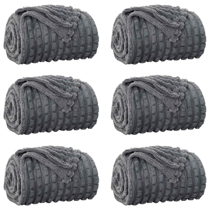 vidaXL Ριχτάρια 6 τμχ. Σκούρο Γκρι 200 x 150 cm 4.5 kg Μαλλί