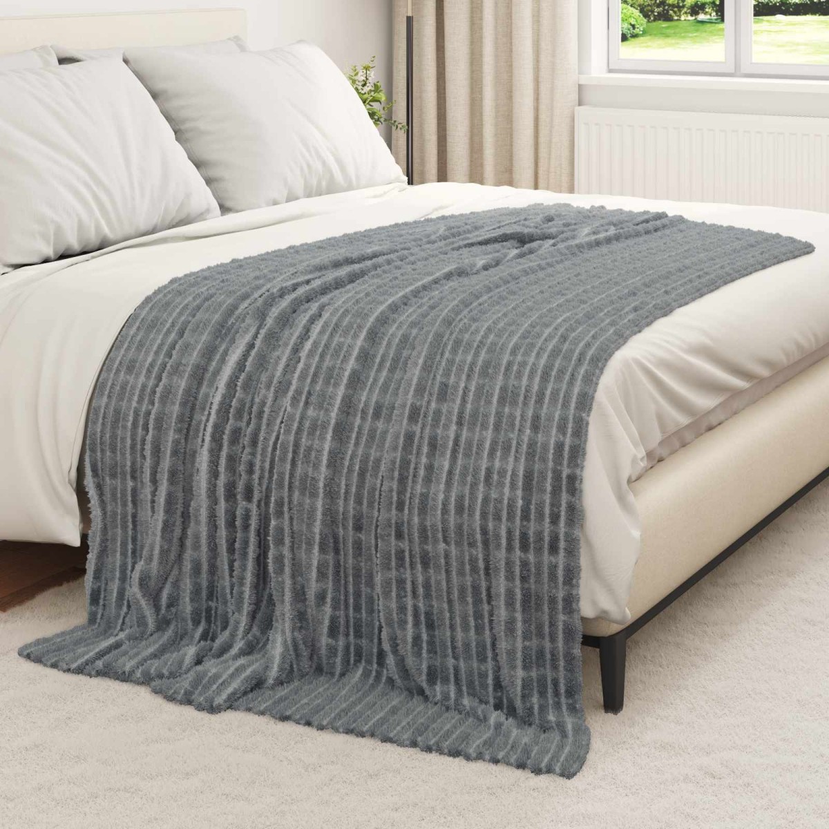 vidaXL Ριχτάρια 6 τμχ. Σκούρο Γκρι 200 x 150 cm 4.5 kg Μαλλί