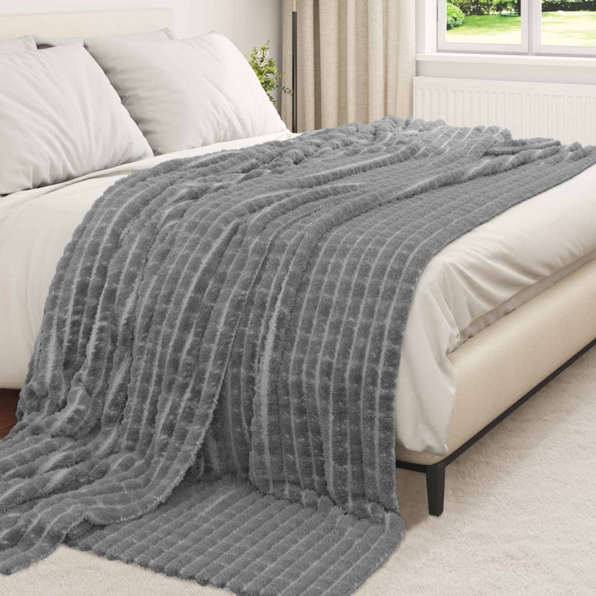 vidaXL Ριχτάρια 6 τμχ. Σκούρο Γκρι 270 x 240 cm 9.44 kg Μαλλί