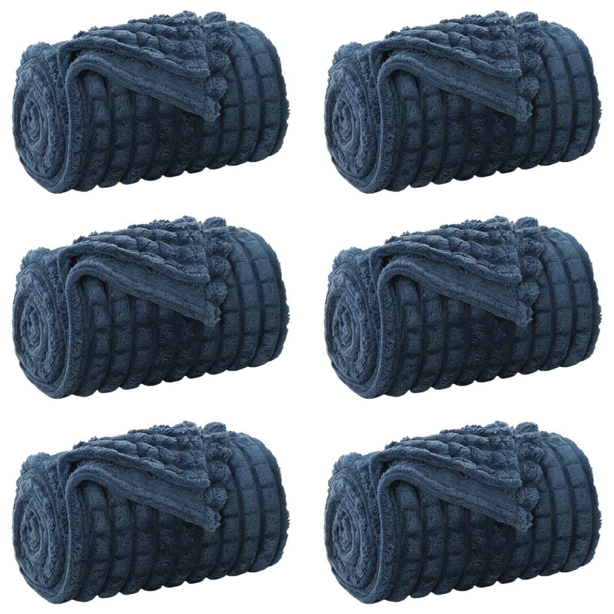 vidaXL Ριχτάρια 6 τμχ. Σκούρο μπλε 200 x 150 cm 4.5 kg Μαλλί
